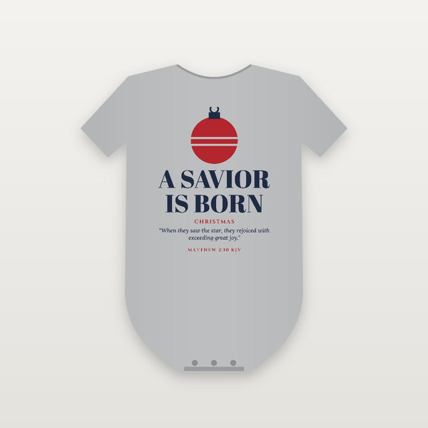 A Savior Is Born Christmas Christian Baby One Piece with Matthew 2:10 (Holiday) - Heather Gray
