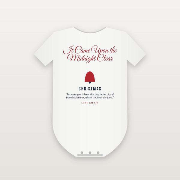 It Came Upon the Midnight Clear Christmas Christian Baby One Piece with Luke 2:11 (Holiday Script) - White