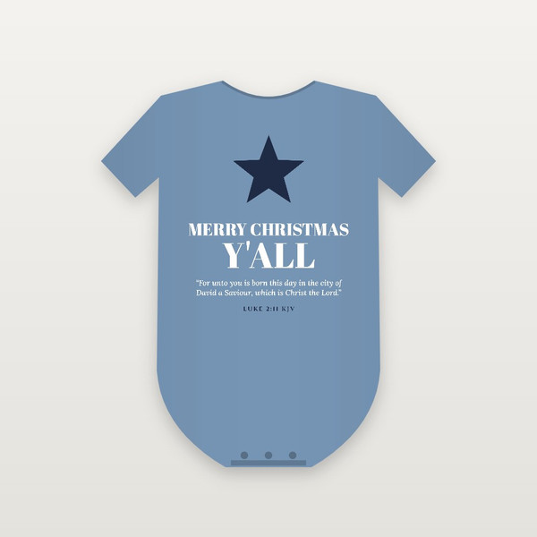 Merry Christmas Y'all Christian Baby One Piece with Luke 2:11 (Holiday) - Heather Blue