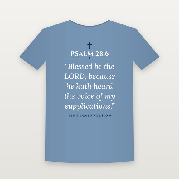 Psalm 28:6 KJV Christian T-Shirt (Classic) - Heather Blue