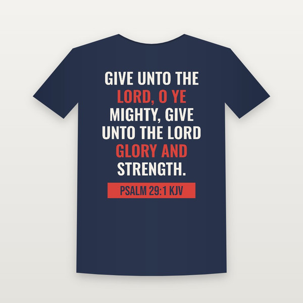 Psalm 29:1 KJV Christian T-Shirt (Bold Type) - Navy