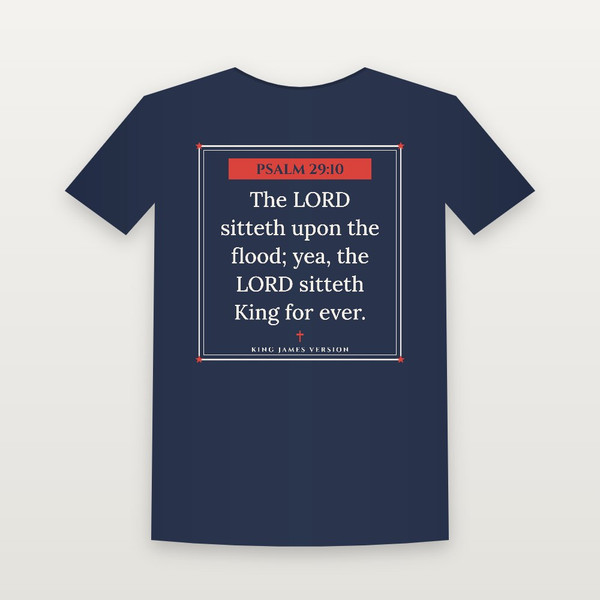 Psalm 29:10 KJV Christian T-Shirt (Framed) - Navy
