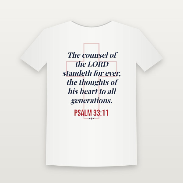 Psalm 33:11 KJV Christian T-Shirt (Cross) - White