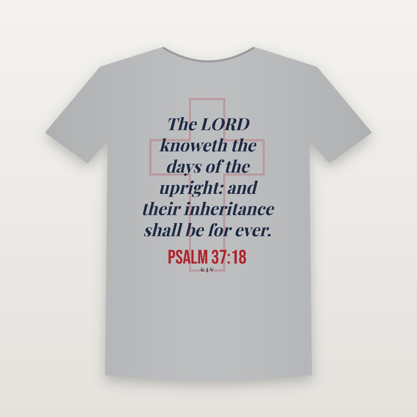 Psalm 37:18 KJV Christian T-Shirt (Cross) - Heather Gray