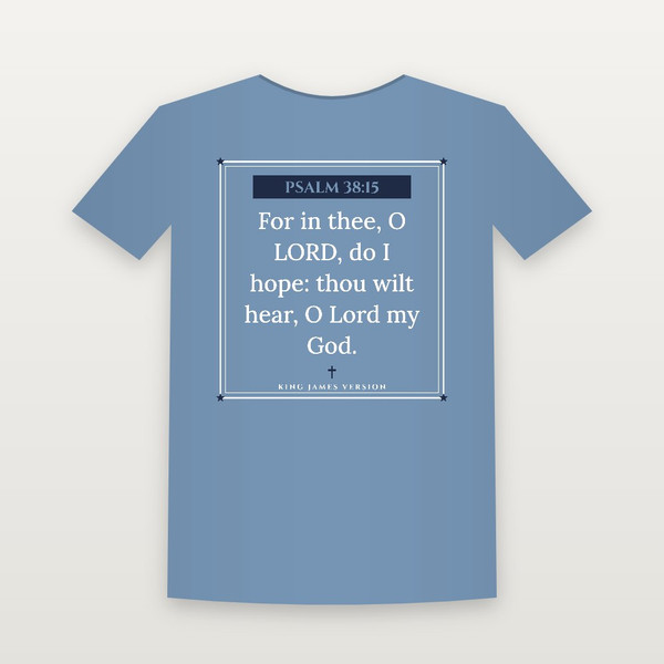 Psalm 38:15 KJV Christian T-Shirt (Framed) - Heather Blue