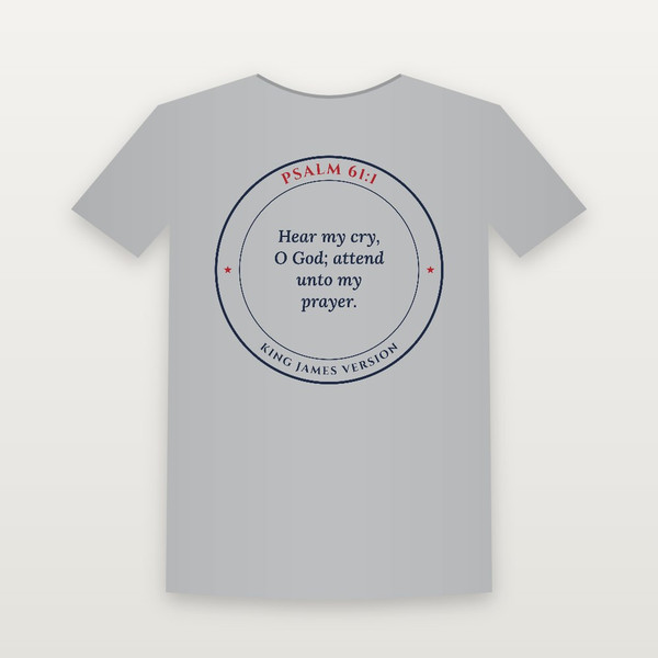 Psalm 61:1 KJV Christian Short Sleeve Tee (Round Badge) - Heather Gray