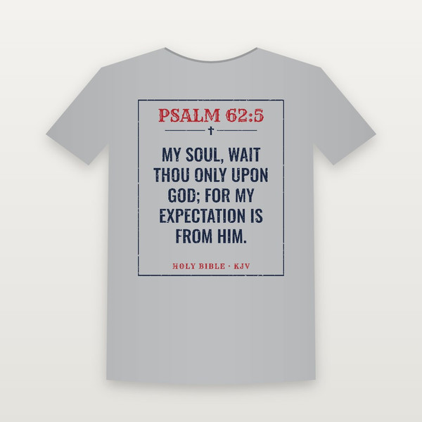 Psalm 62:5 KJV Christian T-Shirt (Vintage) - Heather Gray