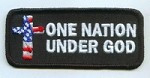 Flat-lay product photo of the One Nation Under God Patch embroidered iron-on biker patch, showing full color detail, lettering, and stitching, sold at Forever And Always Online.