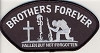 Flat-lay product photo of the Brothers Forever Patch embroidered iron-on biker patch, showing full color detail, lettering, and stitching, sold at Forever And Always Online.