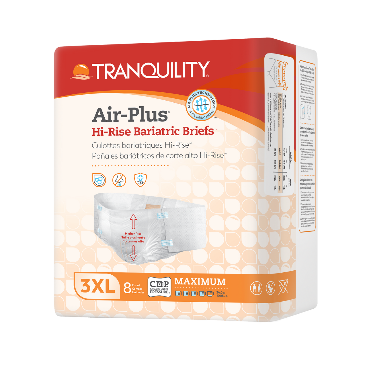 Tranquility® Air-Plus® Hi-Rise Bariatric Briefs - 3XL - Comfort Plus