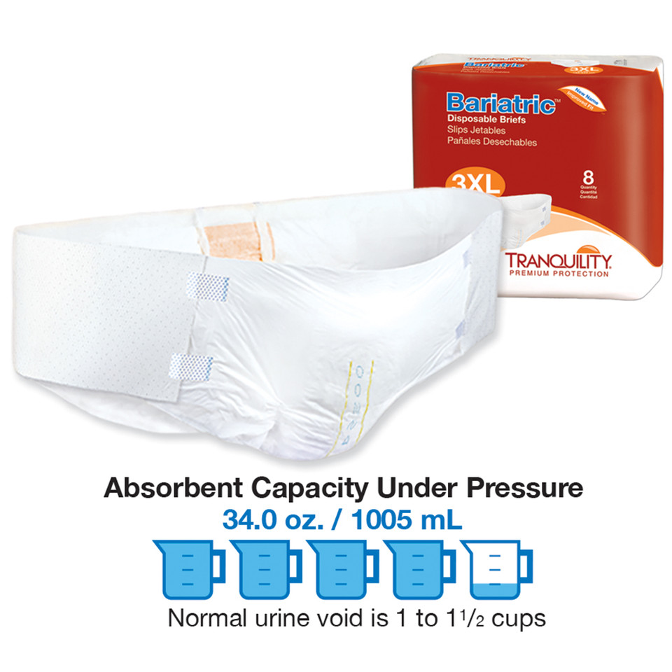 Attends Bariatric Briefs XXXL, Tape Tabs