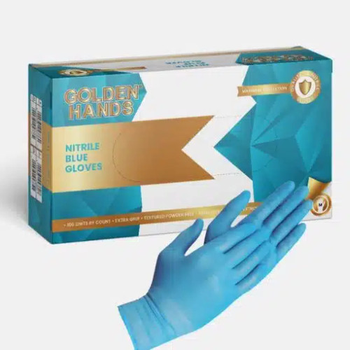 Golden Hands Examination Nitrile Gloves Blue Nitrile Gloves Medium 100pcs