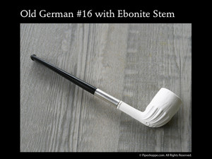 Old German Clay Pipe #16 White with Ebonite Stem
