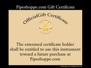 Gift certificate at Pipeshoppe.com
