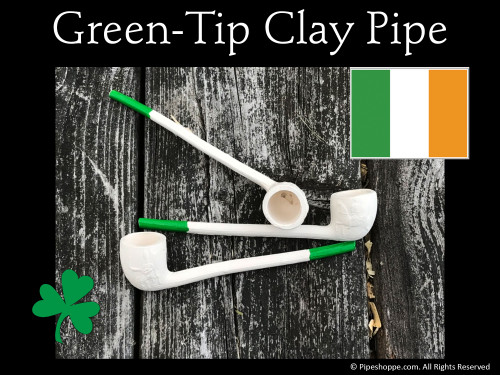 St Patrick's Day Clay pipe with green tip