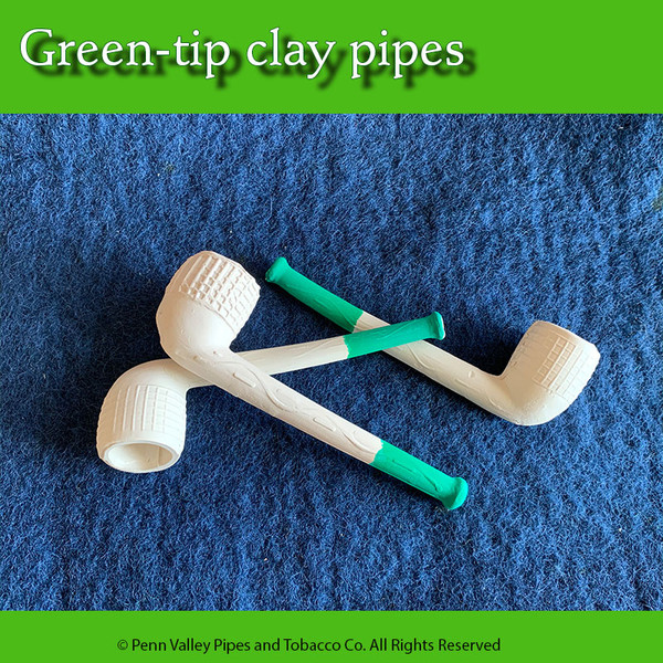 Green Tip Clay Tobacco Pipe