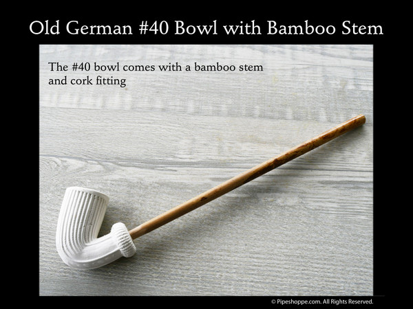 Old German clay pipe #40 large bowl pipe with bamboo stem