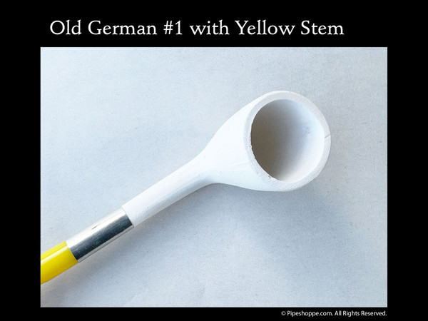 Old German #1 clay tobacco pipe with yellow stem