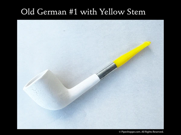 Old German #1 clay tobacco pipe with yellow stem