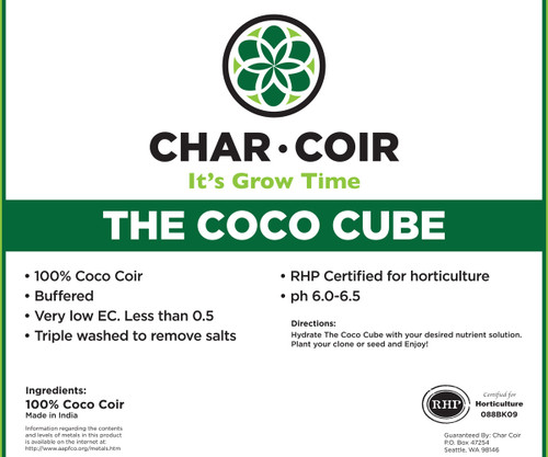 Char Coir Coco Cube RHP Certified Coco Coir, 2.25 L, case of 32