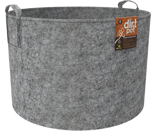 Dirt Pot Flexible Portable Planter, Grey, 45 gal, with handles