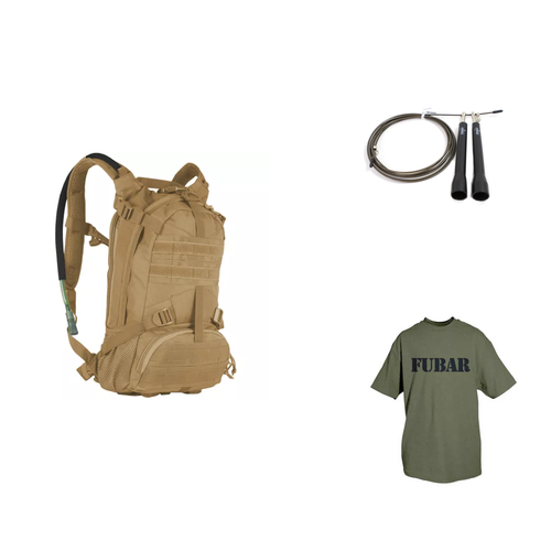 Tactical Fitness Bundle: Hydration Pack, Jump Rope, and FUBAR T-Shirt