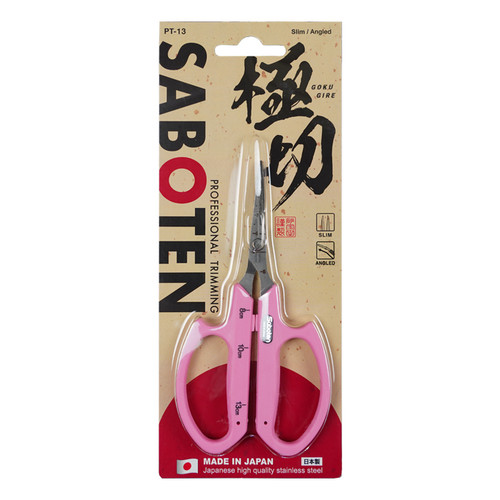 Saboten Stainless Steel Angled Blade Trimming Scissors Pink PT-13