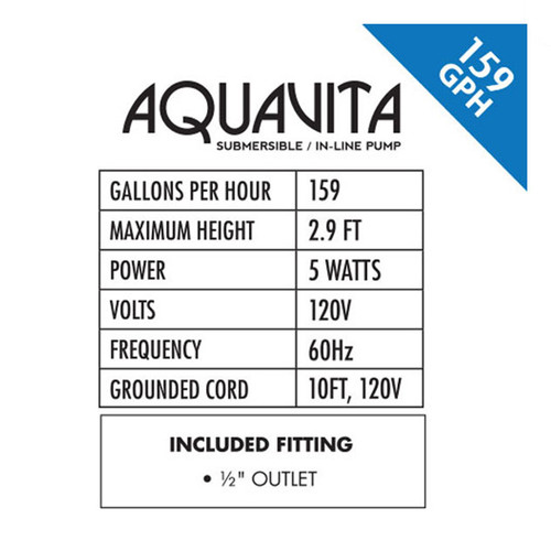 AQUAVITA 159 Submersible Water Pump 159GPH
