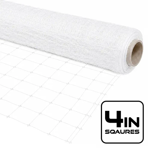 VineLine Durable Plastic Trellis Netting White Roll 10ft x 100ft w/ 4in Squares