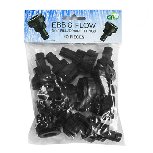 GROW1 Ebb  Flow 3/4in Fill/Drain Fittings 10pcs/Bag