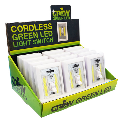 GROW1 Cordless Green LED Light Switch w/ Retail Display 12pcs/Display