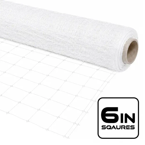 VineLine Durable Plastic Trellis Netting White Roll 5ft x 330ft w/ 6in Squares