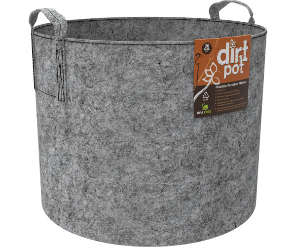 Dirt Pot Flexible Portable Planter, Grey, 20 gal, with handles