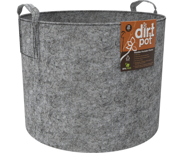 Dirt Pot Flexible Portable Planter, Grey, 25 gal, with handles