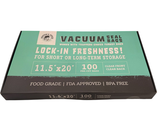 Trappers Choice 11.5 x 20 Clear/Clear Vacuum Seal Bags 4Mil Pack of 100