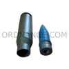 25mm Bushmaster TP-T M793 round with unfired case, white lettering on projectile