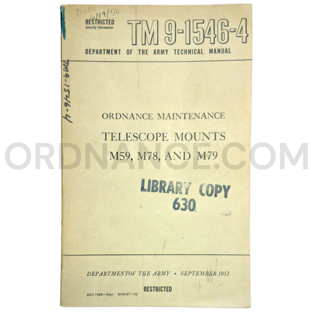 Mi-manページ Technical Manual (TM 9-1546-4) for M59, M78, and M79 Telescope