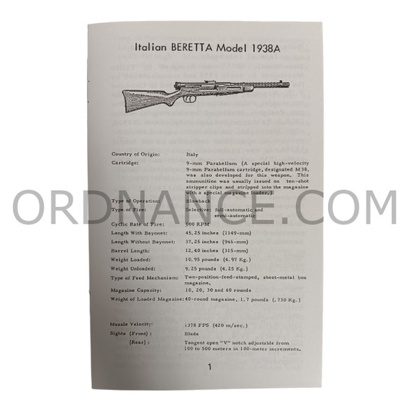 Reproduction of Italian Beretta Model 1938A