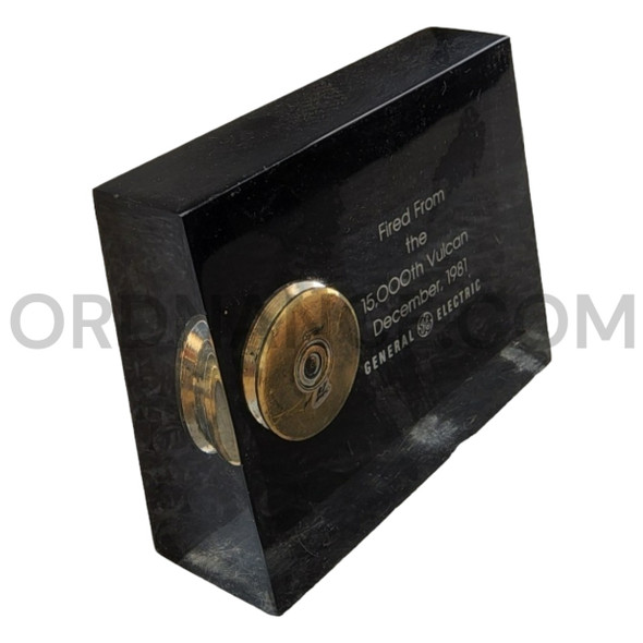 20mm M103 Vulcan Casing Base Encapsulated with Commemorative Plaque