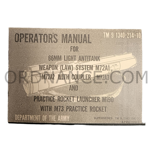 Reproduction of TM 9 1340-214-10 66mm Light Antitank Weapon (LAW)