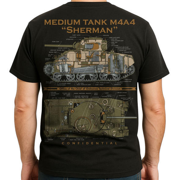 100% USA-Made Medium Tank M4A4 "Sherman" T-Shirt