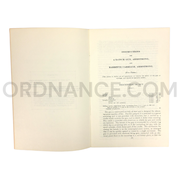 4.72"/50cal Armstrong Gun Instruction Manual Mounted on Barbette Carriage Armstrong