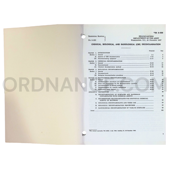TM 3-220 Chemical, Biological, and Radiological (CBR) Decontamination Technical Manual Dated: 1967