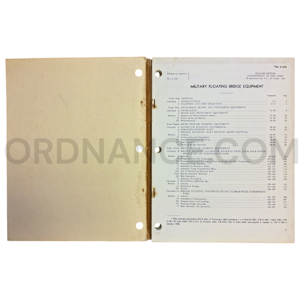 Technical Manual (TM 5-210) for Military Floating Bridge Equipment October 1960