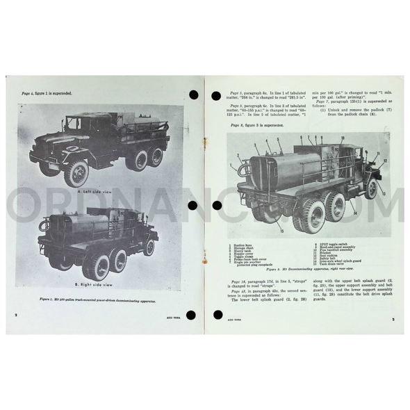 Technical Manual Change 1 (TM 3-4230-203-35) for Truck Mounted Decontaminating Apparatus M9 April 1967