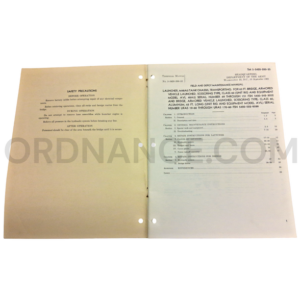 Technical Manual (TM 5-5420-200-35) for AVL 48A2 Launcher and AVL Bridge September 1961 FSN 5420-542-3052