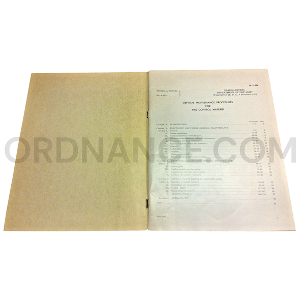 Technical Manual (TM 9-254) for General Maintenance Procedures for Fire Control Materiel December 1958