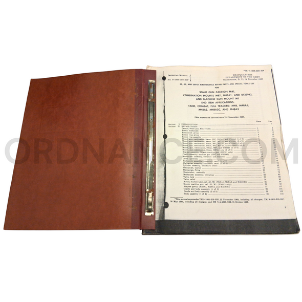 Reproduction Technical Manual (TM 9-1000-250-35P) for 90mm M41 Gun Cannon and M87, M87A1, and 8733943 Combination Mounts December 1968