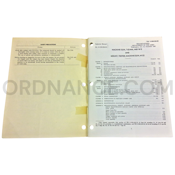 Technical Manual (TM 9-1005-224-25) for 7.62mm M60 Machine Gun and M122 Machine Gun Tripod Mount December 1967