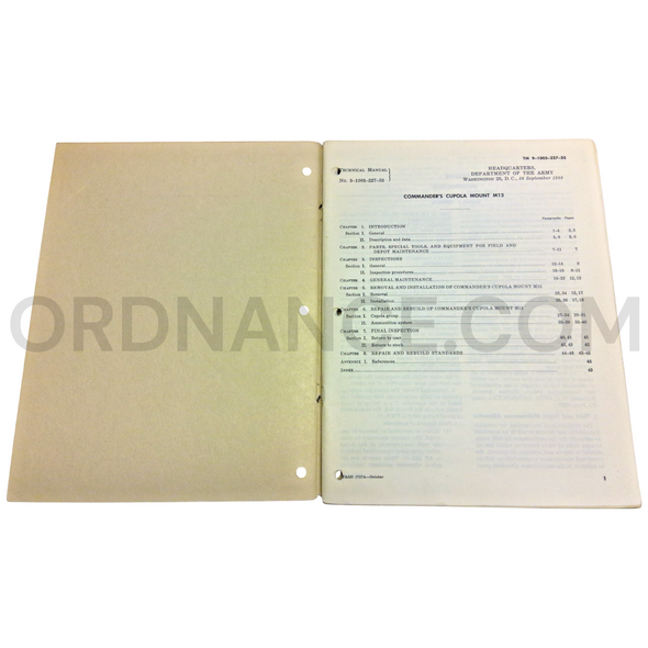 Technical Manual (TM 9-1005-227-35) for M13 Commander's Cupola Mount September 1959